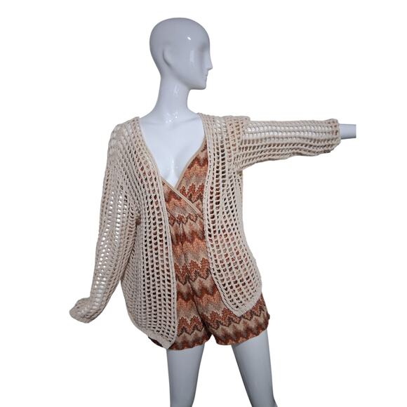 Bibi Crochet Women's Size XL Open Knit Beachy Grungecore Western‎ Boho Cardigan - Picture 6 of 9